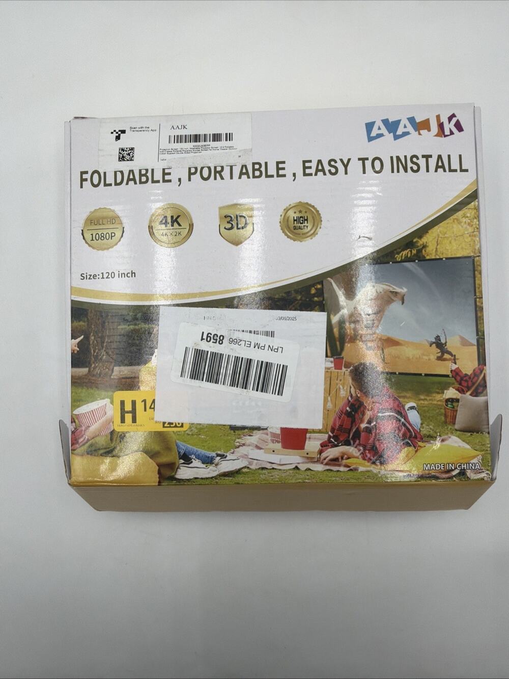 AAJK Projector Screen 120 inch, Washable Projector Screen 16:9